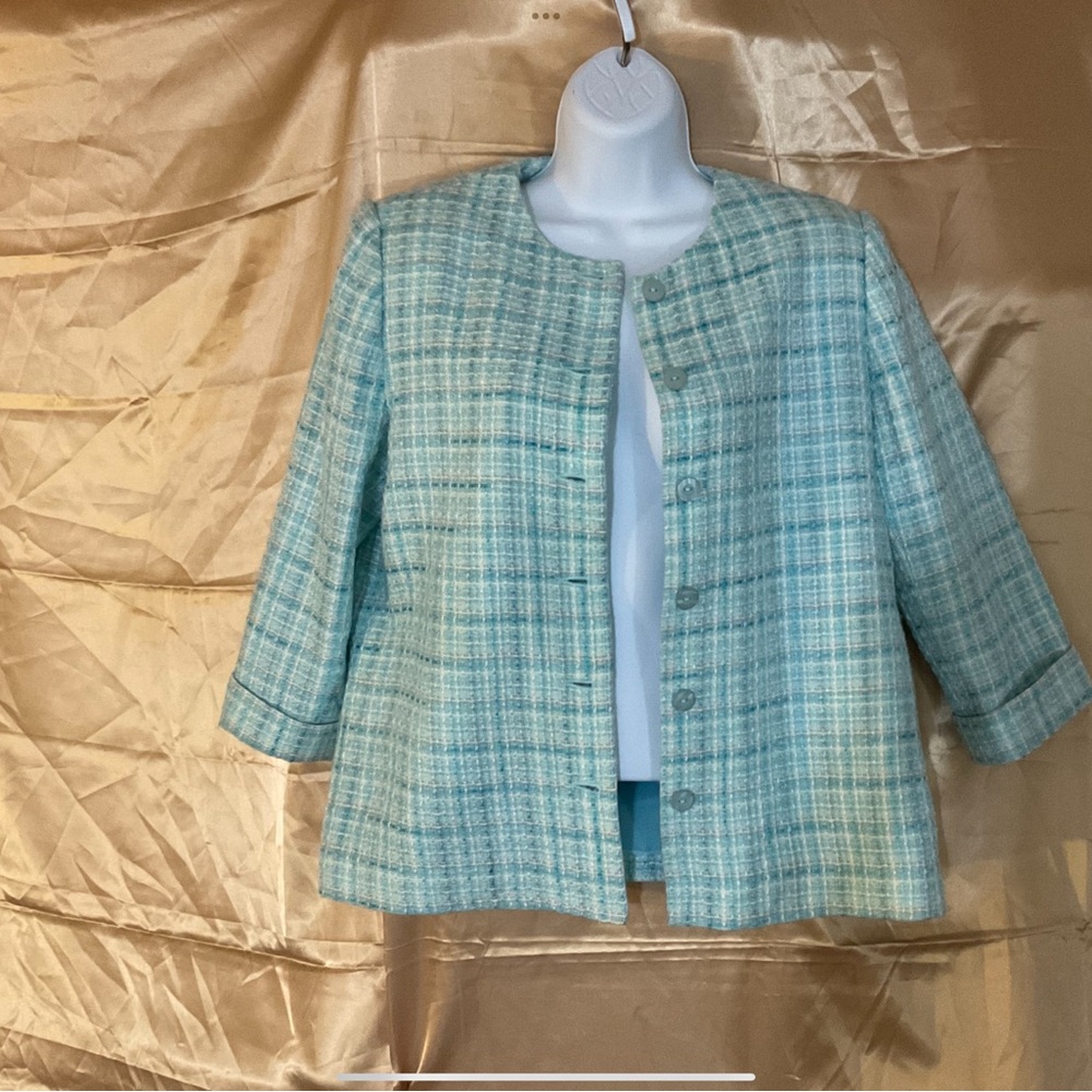 Alfred Dunner Light Blue Plaid Blazer